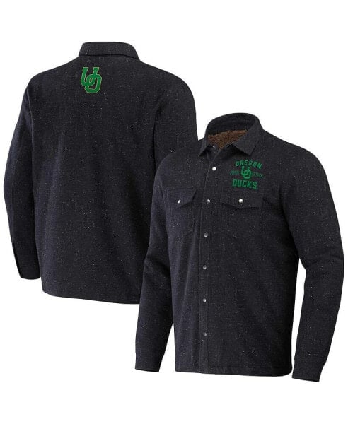 Men's Darius Rucker Collection by Heather Charcoal Oregon Ducks Sherpa-Lined Full-Snap Shacket