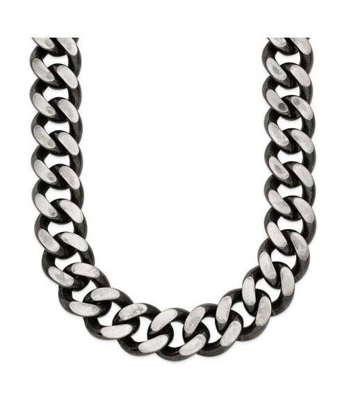 Stainless Steel Oxidized 13.75mm 24 inch Curb Chain Necklace