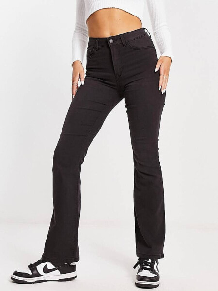 JDY Tulga high waisted flared jeans in dark grey