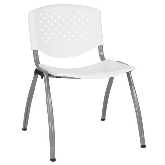 Hercules Series 880 Lb. Capacity White Plastic Stack Chair With Titanium Frame
