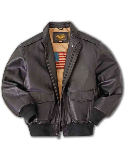 Men A-2 Leather Flight Bomber Jacket - Tall