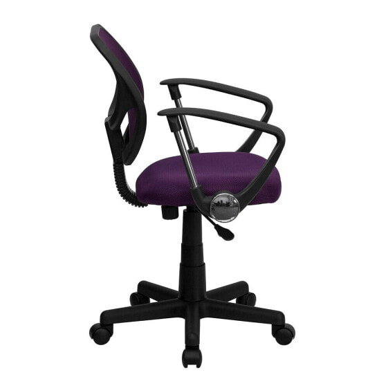 Mid-Back Purple Mesh Swivel Task Chair With Arms