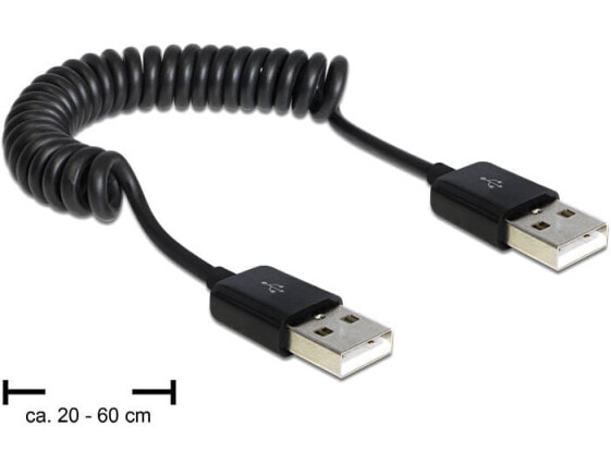 Delock 83239 - 0.6 m - USB A - USB A - USB 2.0 - Male/Male - Black