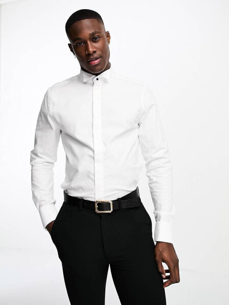 ASOS DESIGN easy iron regular formal dress shirt in textured oxford fabric