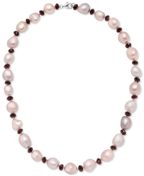 Macy's pink Cultured Freshwater Baroque Pearl (9mm) & Rhodolite Garnet (35 ct. t.w.) 18" Collar Necklace