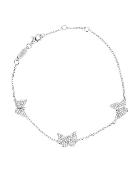 Suzy Levian Sterling Silver Cubic Zirconia Butterfly Station Bracelet