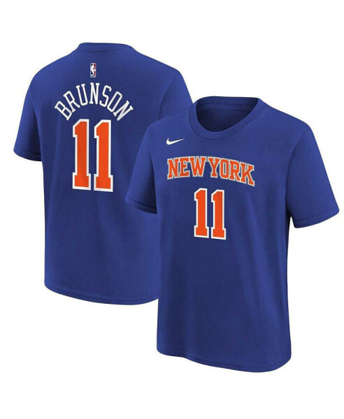 Big Boys and Girls Jalen Brunson Blue New York Knicks Icon Name Number T-Shirt