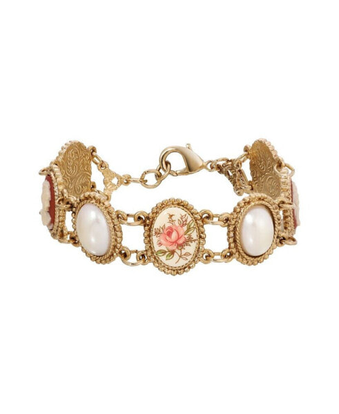 Imitation Pearl Cameo Bracelet