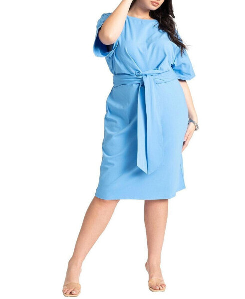 Plus Size Cross Front Flutter Sleeve Dress