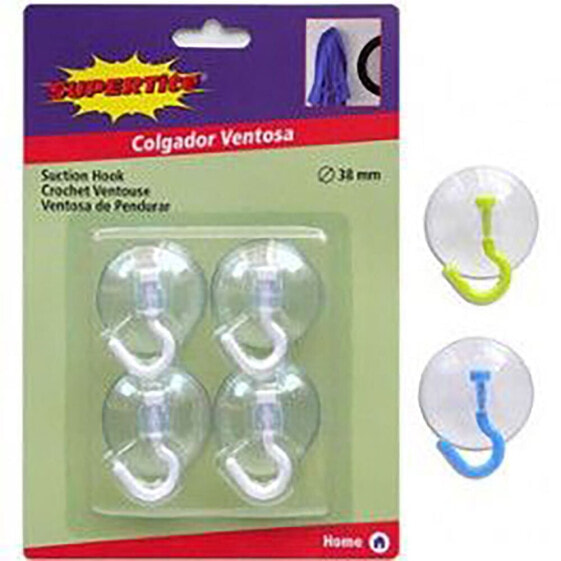 SUPERTITE 4 Pvc Ventosa Hangers Assorted 38 mm