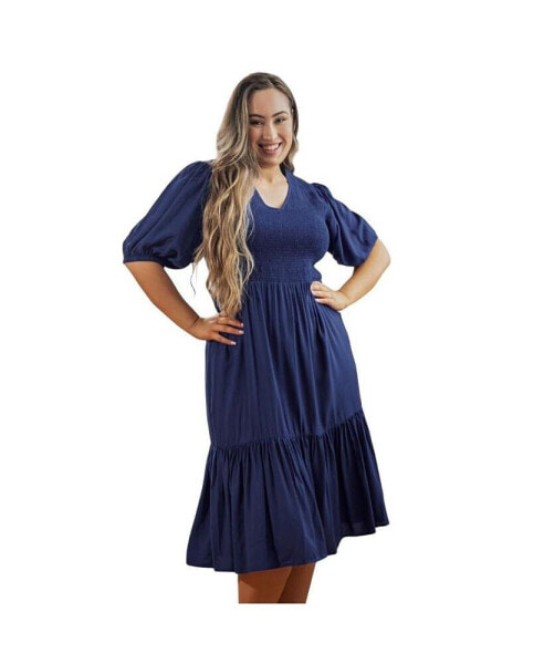 Women's Women s Blouse Sleeve Smocked Mia Midi Dress