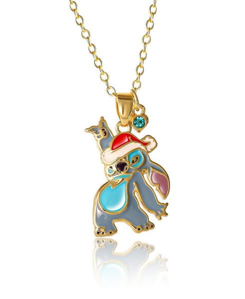 Lilo and Stitch Yellow Gold Flash Plated Christmas Pendant Necklace