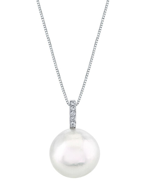 Cultured South Sea Pearl (12mm) & Diamond Accent 18" Pendant Necklace in 14k White Gold