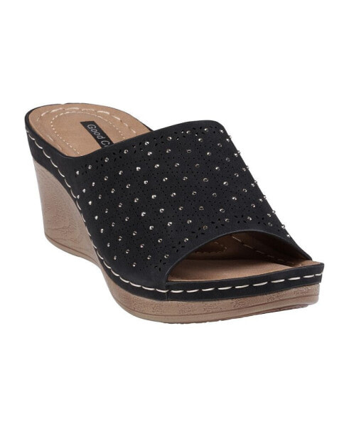 Women's Atlanta Studded Comfort Slip-On Wedge Sandals