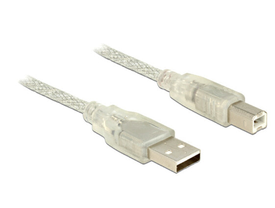 Delock 83893 - 1.5 m - USB A - USB B - USB 2.0 - Male/Male - Translucent