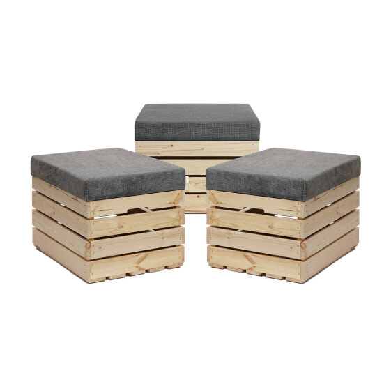 Sitzhocker mit Stauraum NATURE 3er Set