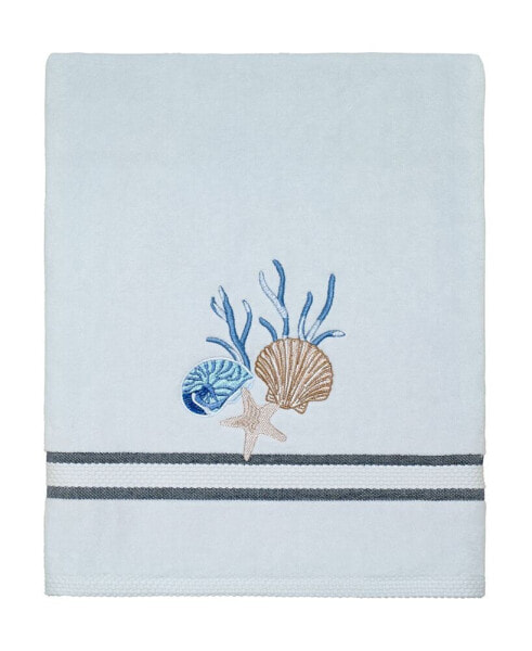 Blue Lagoon Ombre Seashells Fingertip Towel, 11" x 18"