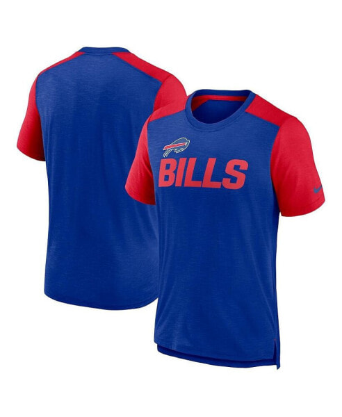 Men's Heathered Royal, Heathered Red Buffalo Bills Color Block Team Name T-shirt
