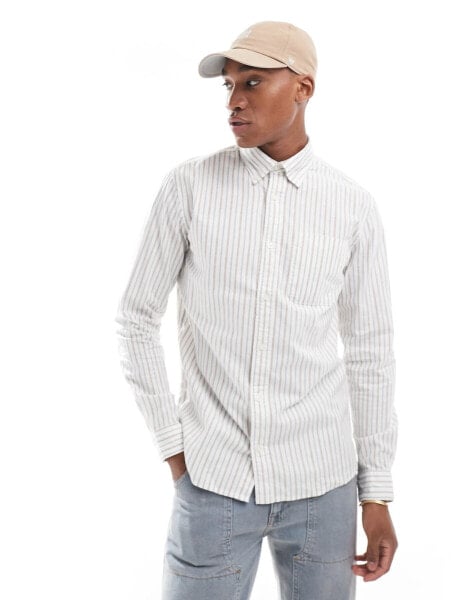 Jack & Jones stripe oxford shirt in white