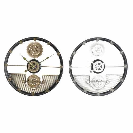 Настенное часы DKD Home Decor 40 x 5,5 x 40 cm Серебристый Чёрный Позолоченный Железо Шестерни (2 штук)