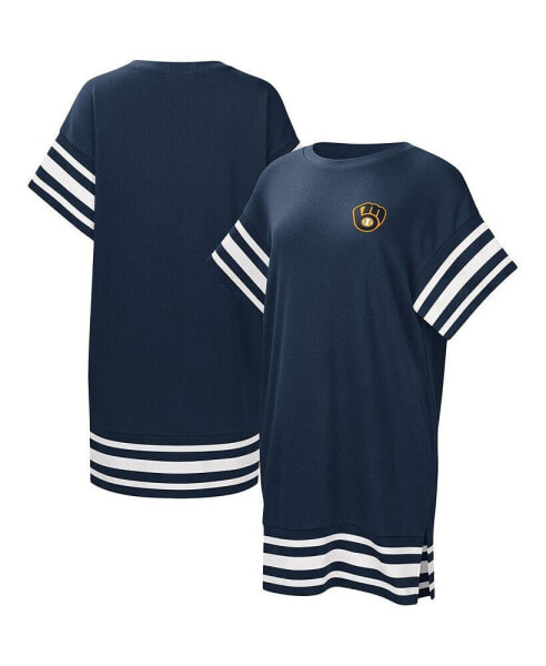 Women's Navy Milwaukee Brewers Cascade T-shirt Dress