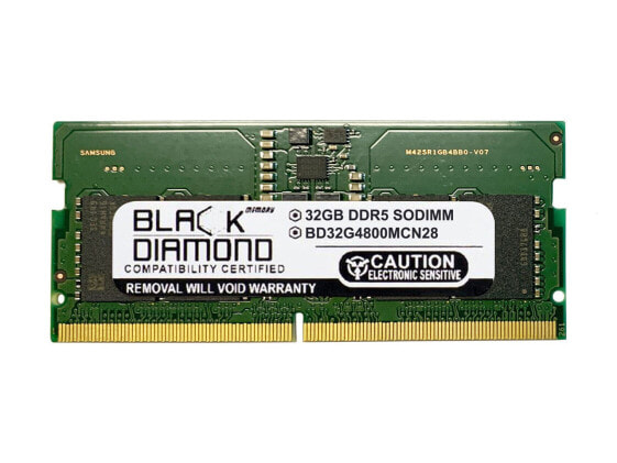 Black Diamond 32GB (2Rx8) DDR5 4800 SODIMM Memory BD32G4800MCN28