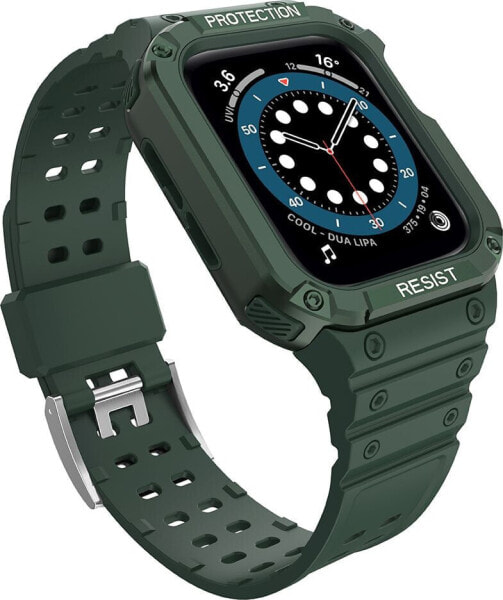 Hurtel Protect Strap Band opaska z etui do Watch 7 / 6 / 5 / 4 / 3 / 2 / SE (45 / 44 / 42mm) obudowa pancerny pokrowiec na zegarek zielony