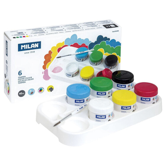 MILAN Box 6 Jars 40ml Poster Paint Assorted Colours