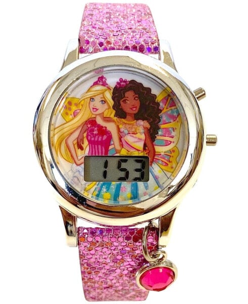 Kid's Barbie Digital Pink Glitter Silicone Strap Watch 34mm