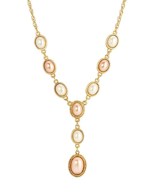 2028 pink Imitation Pearl Y-Necklace