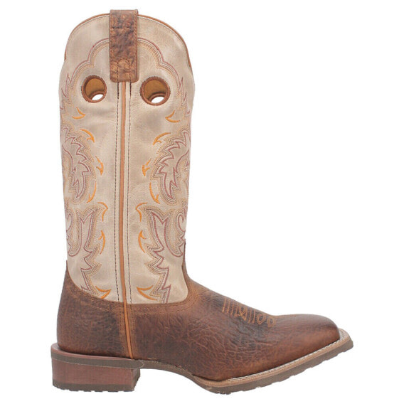 Laredo Peete Embroidered Square Toe Cowboy Mens Beige, Brown Casual Boots 7991