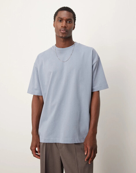 ASOS DESIGN Premium heavyweight oversized t-shirt 300gsm in blue