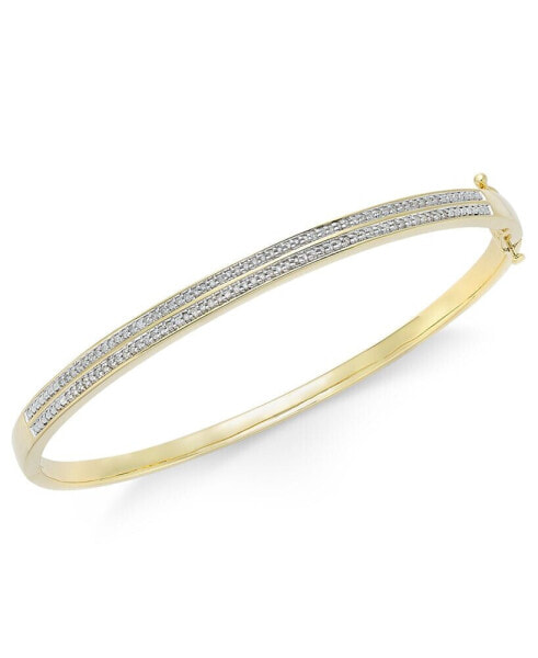 Diamond Pavé Bangle Bracelet (1/4 ct. tw.) in 14k Gold Over Sterling Silver, 14K Rose Gold Over Sterling Silver or Sterling Silver