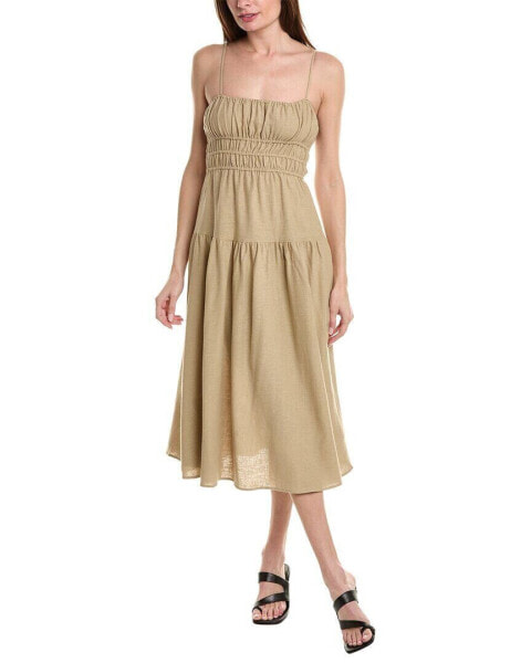 Платье WeWoreWhat Scrunchie Linen-Blend Midi для женщин