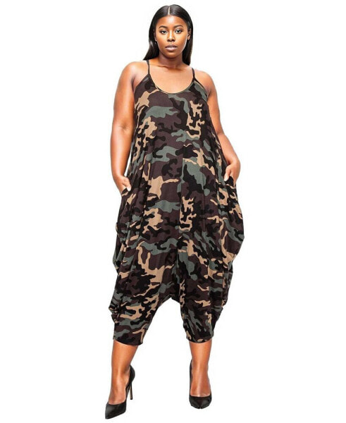 Plus Size Montana Camo Pocket Jumpsuit