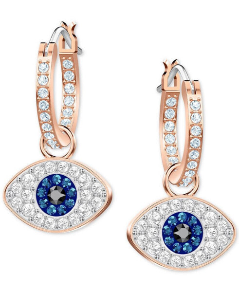 Rose Gold-Tone Crystal Evil Eye Small Hoop Earrings s