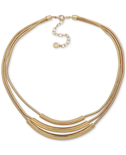 Gold-Tone Curved Bar Layered Collar Necklace, 16" + 3" extender