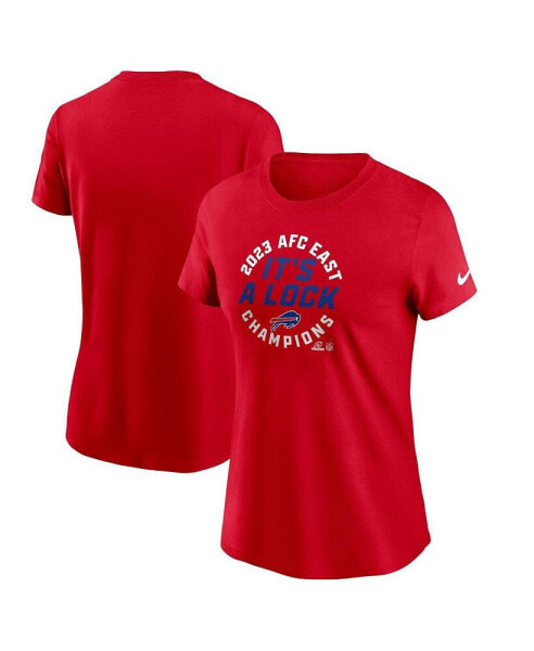 Women's Red Buffalo Bills 2023 AFC East Division Champions Locker Room Trophy Collection T-shirt