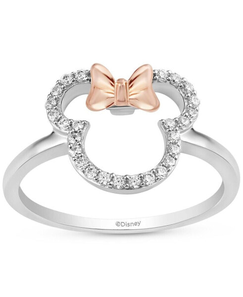 Diamond Minnie Mouse Silhouette Ring (1/6 ct. t.w.) in Sterling Silver & Rose Gold-Plate