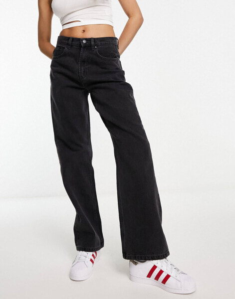 JDY high waisted wide leg jeans in dark grey