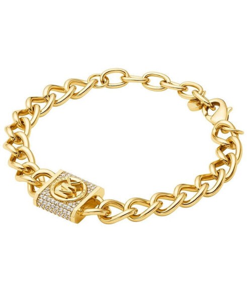 Cubic Zirconia Pave Lock Chain Bracelet