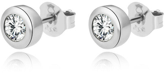 Gentle silver stud earrings with clear zircons AGUP2259-W