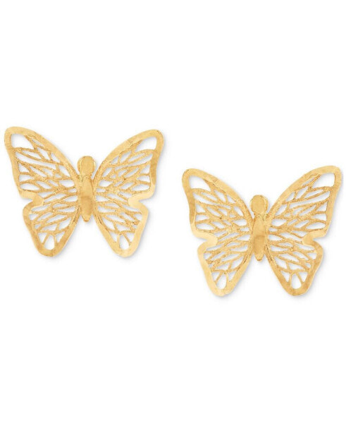 Filigree Openwork Butterfly Stud Earrings in 10k Gold