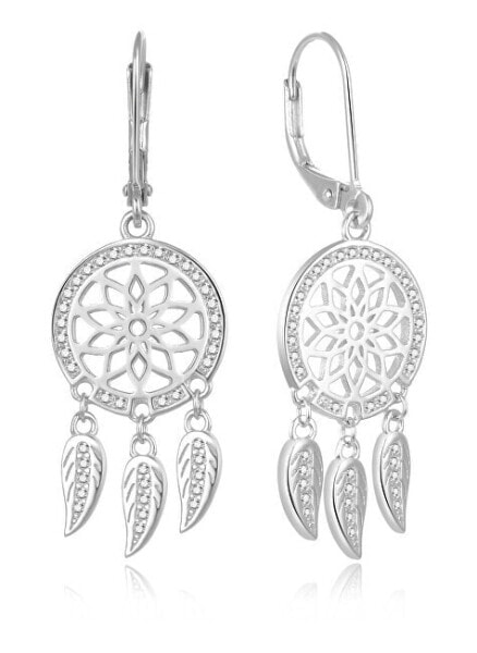 Stunning silver earrings with zircons E0001842