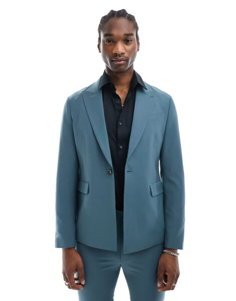 AllSaints Moad suit blazer in petrol blue