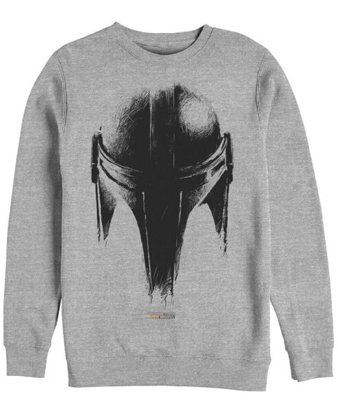 Men's Star Wars Mandalorian Sketch Helm Crew Fleece Pullover T-shirt