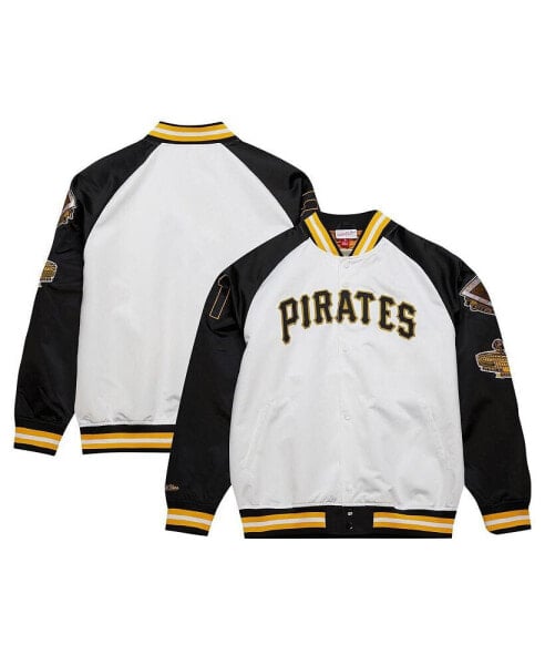 Men's Roberto Clemente White/Black Pittsburgh Pirates Cooperstown Collection Legends Lightweight Satin Raglan Full-Snap Jacket