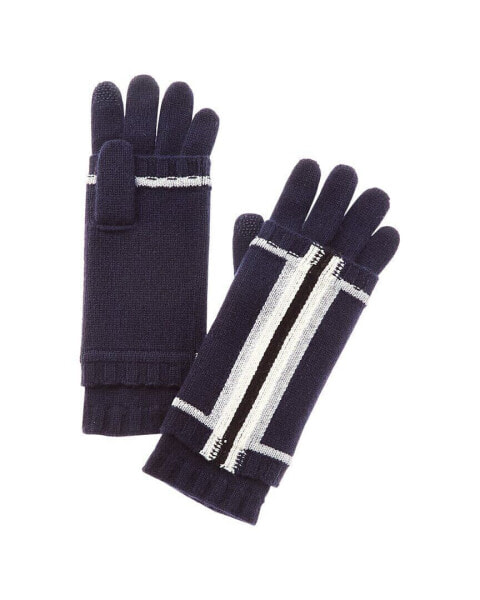 Hannah Rose Rainbow Stripe 3-In-1 Cashmere Tech Gloves Women's Black