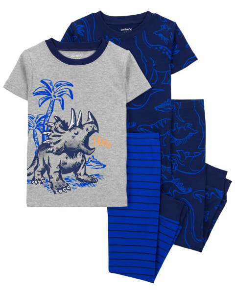 Toddler 4-Piece Dinosaur Cotton Blend Pajamas 5T