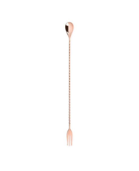 Copper Trident Barspoon with Twisted Stem Handle